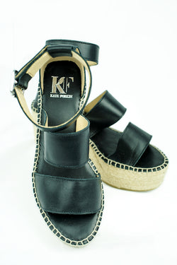 Tropez Negro Wedges Front | KF Soles